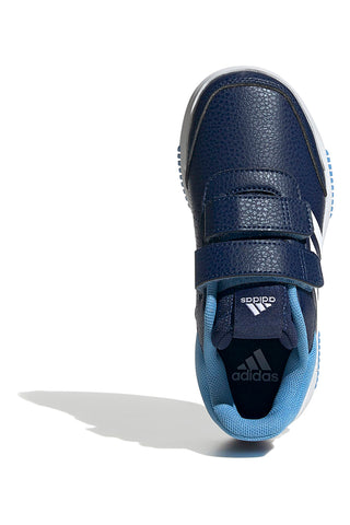 Modri športni copati z belimi črtami in zapenjanjem na velcro Adidas Tensaur Sport 2.0 CF K