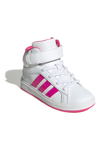 Bele superge z fuksijastimi črtami Adidas Grand Court Mid K
