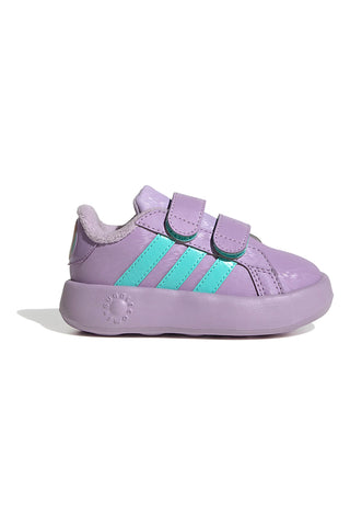 Lila superge z zelenimi črtami in dvojnim trakom Adidas Grand Court Frozen Cf I