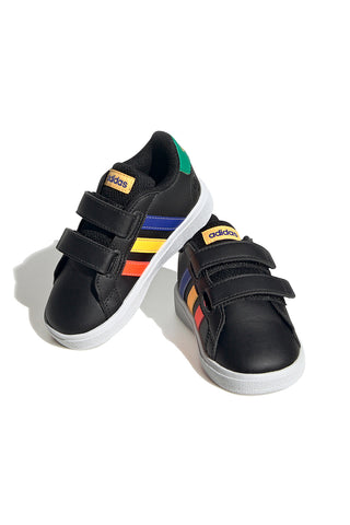 Črni čevlji z večbarvnimi detajli in zapenjanjem na velcro Adidas Grand Court 2 CF I