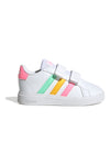 Beli čevlji z večbarvnimi detajli in zapenjanjem na velcro Adidas Grand Court 2 CF I