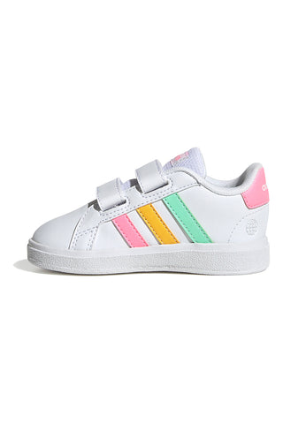 Beli čevlji z večbarvnimi detajli in zapenjanjem na velcro Adidas Grand Court 2 CF I