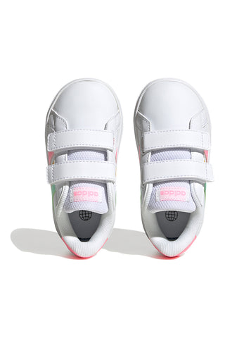 Beli čevlji z večbarvnimi detajli in zapenjanjem na velcro Adidas Grand Court 2 CF I