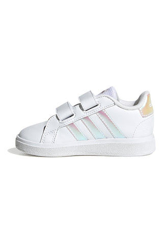 Bele superge z iridescentnimi detajli in dvojnim trakom Adidas Grand Court 2 CF I