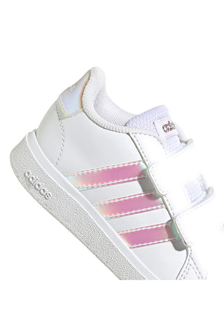 Bele superge z iridescentnimi detajli in dvojnim trakom Adidas Grand Court 2 CF I
