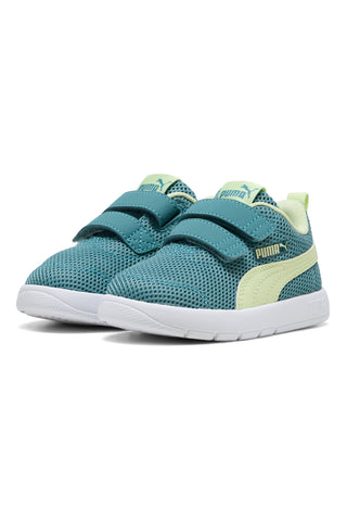 Zeleno rumeni čevlji z naramnicami Puma Courtflex V3 Mesh Inf