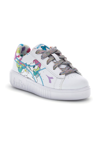 Beli čevlji z vezalkami in večbarvnim potiskom Diadora Game Step Starshine PS