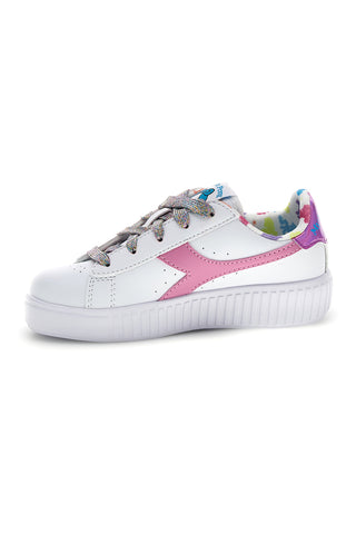 Beli čevlji z vezalkami in večbarvnim potiskom Diadora Game Step Starshine PS