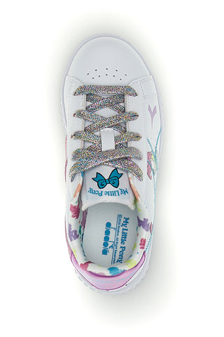 Beli čevlji z vezalkami in večbarvnim potiskom Diadora Game Step Starshine PS