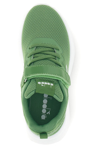 Zeleni tekaški copati z velcro zapenjanjem in vezalkami Diadora Evo Run Ps