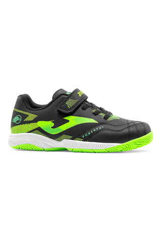 Črni in neonsko zeleni notranji nogometni copati s trakovi Joma POJS2601INV