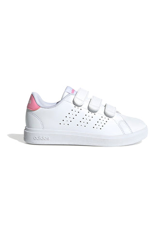 Bele superge z velcro trakom in roza detajli Adidas Advantage Base 2.0 CF C