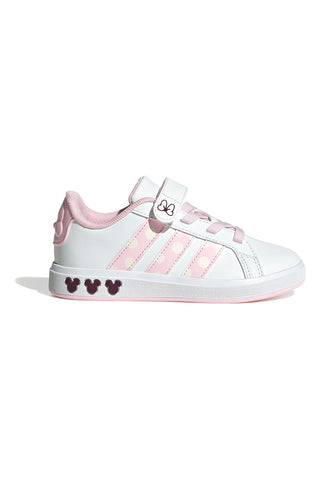 Bele superge z roza detajli in zapenjanjem Adidas Grand Court Minnie El K
