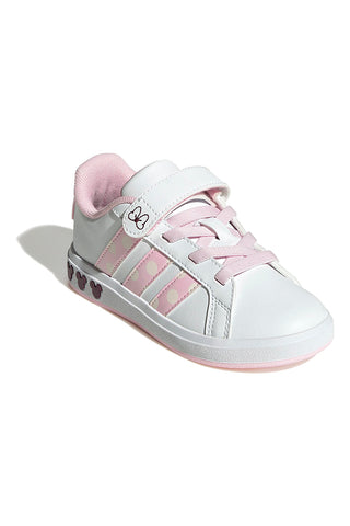 Bele superge z roza detajli in zapenjanjem Adidas Grand Court Minnie El K