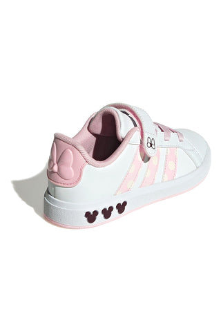 Bele superge z roza detajli in zapenjanjem Adidas Grand Court Minnie El K