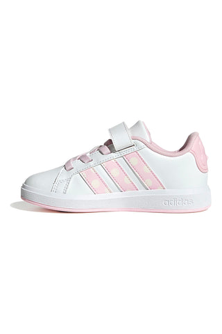 Bele superge z roza detajli in zapenjanjem Adidas Grand Court Minnie El K