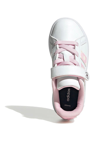 Bele superge z roza detajli in zapenjanjem Adidas Grand Court Minnie El K