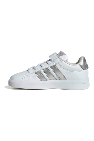 Bele superge z metalnimi detajli in zapenjanjem na velcro Adidas GRAND COURT 3.0 EL C