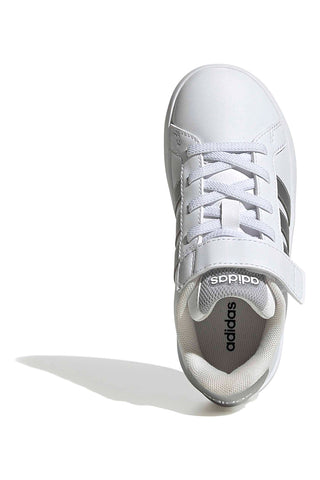 Bele superge z metalnimi detajli in zapenjanjem na velcro Adidas GRAND COURT 3.0 EL C