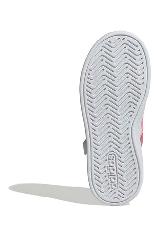 Bele superge z roza detajli in zapenjanjem na velcro Adidas Grand Court 3.0 El C