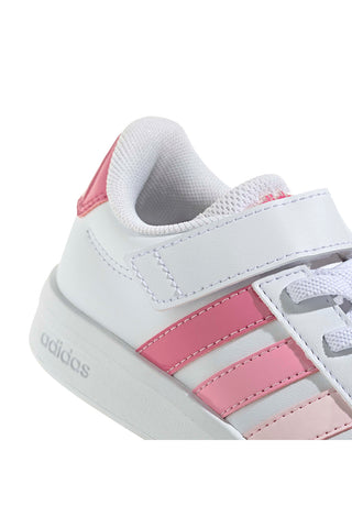 Bele superge z roza detajli in zapenjanjem na velcro Adidas Grand Court 3.0 El C
