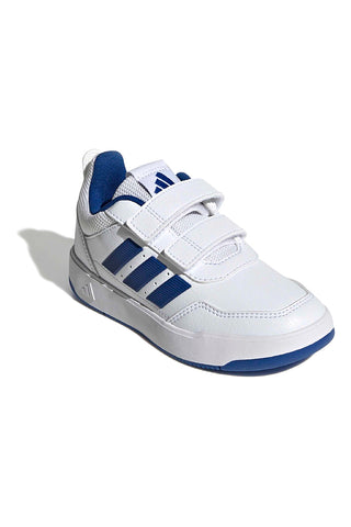 Bele superge z modrimi detajli in dvojnim zapiranjem na velcro Adidas Tensaur Sport 3.0 Cf K