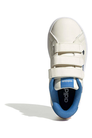 Bele superge z modrimi detajli in zapenjanjem na velcro Adidas Advantage Base 2.0 Cf C