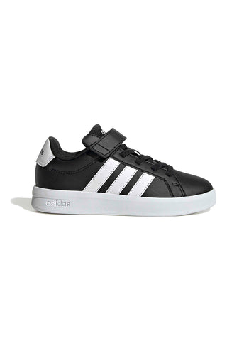 Črni supergi z belimi detajli in zapenjanjem na velcro Adidas Grand Court 3.0 El C