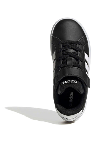 Črni supergi z belimi detajli in zapenjanjem na velcro Adidas Grand Court 3.0 El C