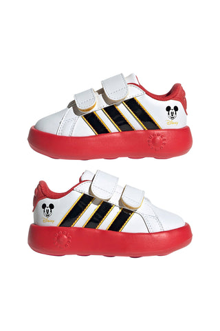 Bele superge z rdečo podplatom in detajli Mickey Adidas Grand Court Mickey CF I