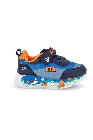 Sneakers blu con strappo, luci e dettagli marini M kids MJ6031