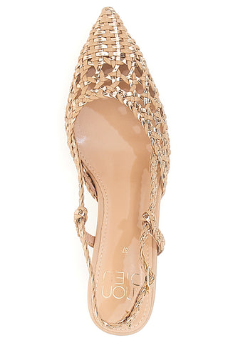 Sandali Slingback z ozkim noskom in prepletenim zgornjim delom MON DIEU 601