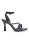 Črne sandale s peto The First 625