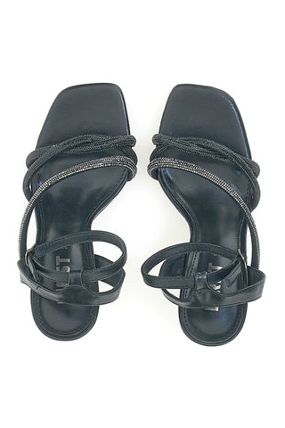 Črne sandale s peto The First 625