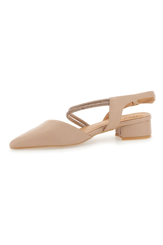 Décolleté Slingback Nude z odprtim prstom in trakom s kristali Mon Dieu 883153