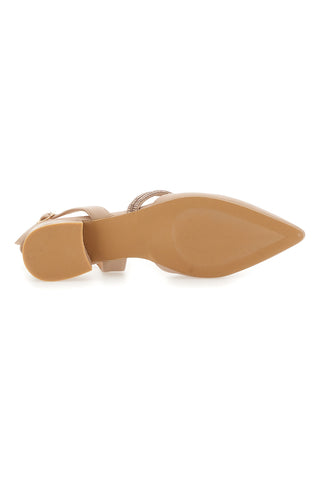 Décolleté Slingback Nude z odprtim prstom in trakom s kristali Mon Dieu 883153