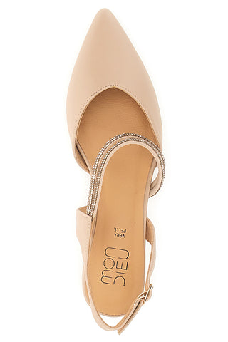Décolleté Slingback Nude z odprtim prstom in trakom s kristali Mon Dieu 883153