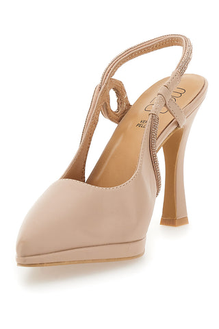 Décolleté Slingback Nude z odprtim prstom in trakom s kristali Mon Dieu 1929S30