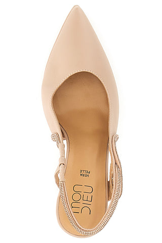 Décolleté Slingback Nude z odprtim prstom in trakom s kristali Mon Dieu 1929S30