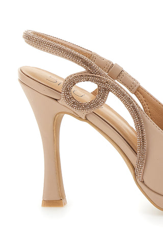 Décolleté Slingback Nude z odprtim prstom in trakom s kristali Mon Dieu 1929S30