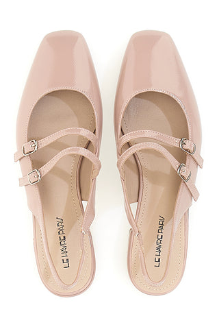 Roza balerinke Slingback z lakiranim učinkom in trakovi LE HAVRE PARIS CMJ2405313