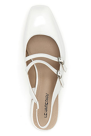 Bele balerinke Slingback z lakiranim učinkom in trakovi LE HAVRE PARIS CMJ2405313