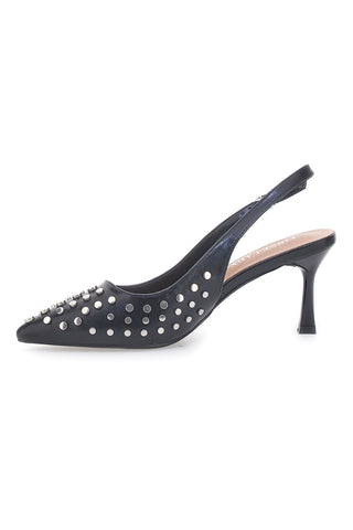 Črne čevlje s peto in zaponko First Lady P591