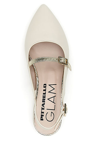 Balerine Slingback Panna s sprednjim trakom PITTARELLO GLAM 2888