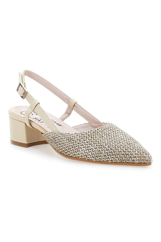 Balerine Slingback Beige s pletenim zgornjim delom PITTARELLO GLAM 3124