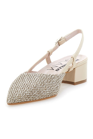 Balerine Slingback Beige s pletenim zgornjim delom PITTARELLO GLAM 3124