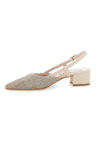 Balerine Slingback Beige s pletenim zgornjim delom PITTARELLO GLAM 3124