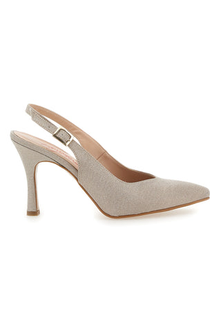 Décolleté Slingback Platino Con Glitter Pittarello Vogue 487