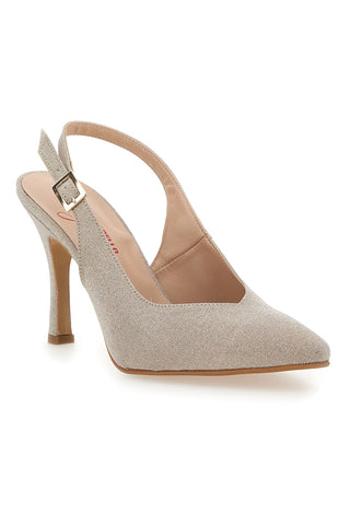 Décolleté Slingback Platino Con Glitter Pittarello Vogue 487