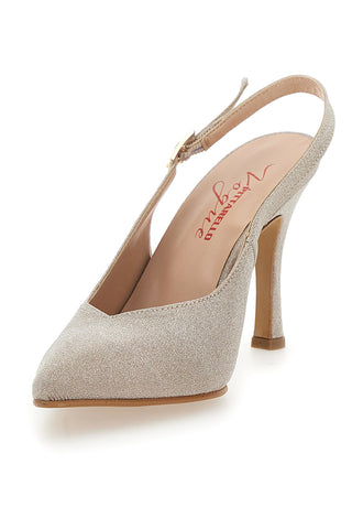 Décolleté Slingback Platino Con Glitter Pittarello Vogue 487